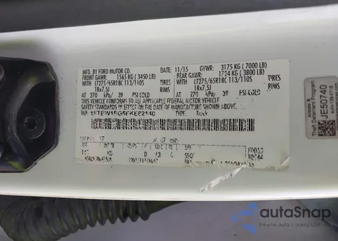 2015 Ford F-150 Lariat from USA, damaged, VIN 1FTEW1EG5FKE82140